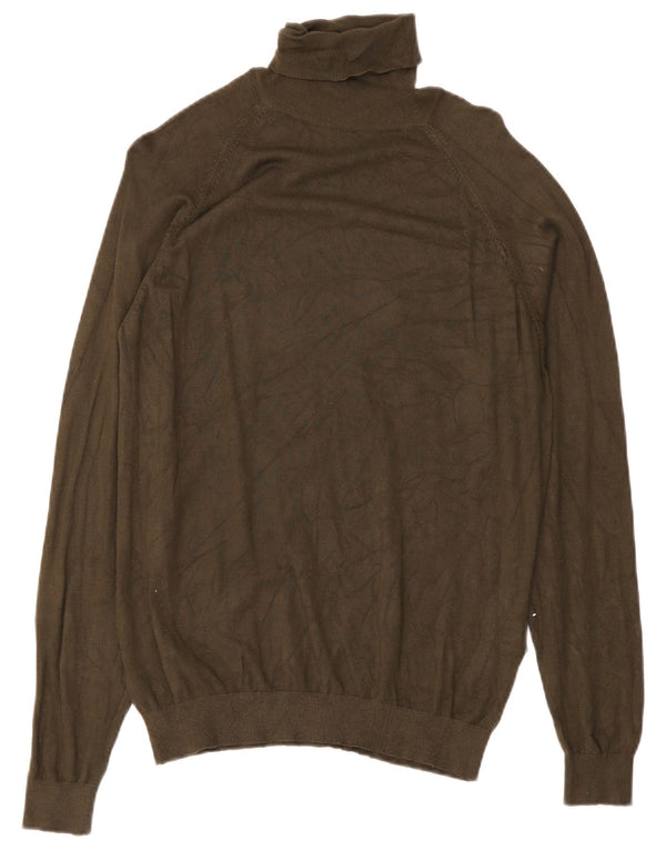 Suéter feminino Zara com gola redonda e viscose verde médio Reino Unido 14
