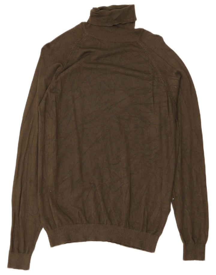 Suéter feminino Zara com gola redonda e viscose verde médio Reino Unido 14