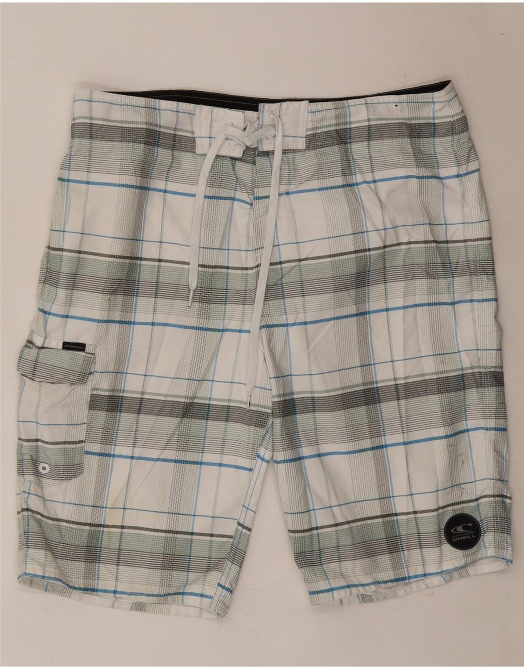 Shorts de natação masculino O'Neill médio branco xadrez poliéster