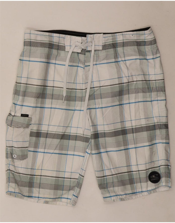 Shorts de natação masculino O'Neill médio branco xadrez poliéster