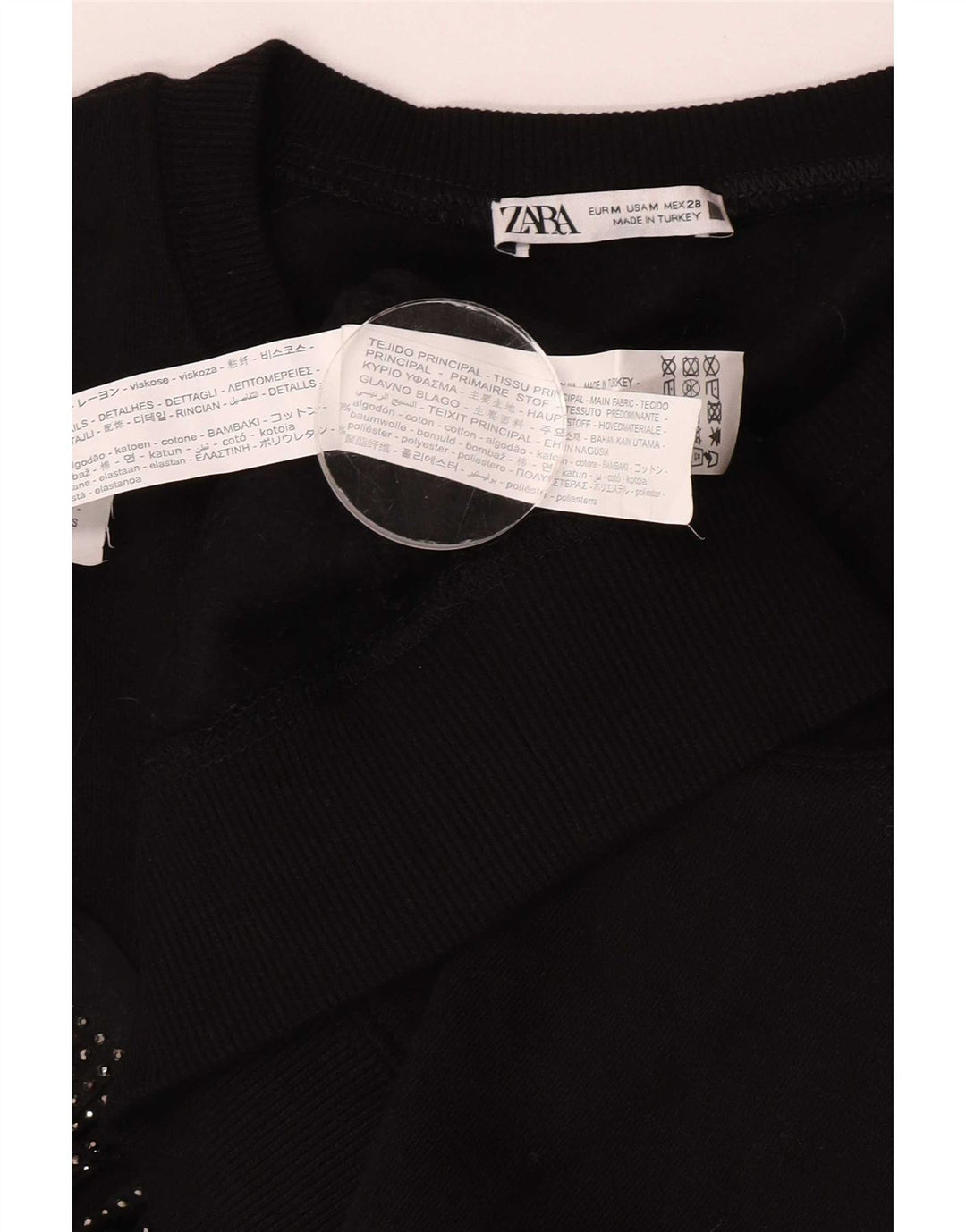 Zara moletom feminino oversized jumper UK 14 médio algodão preto