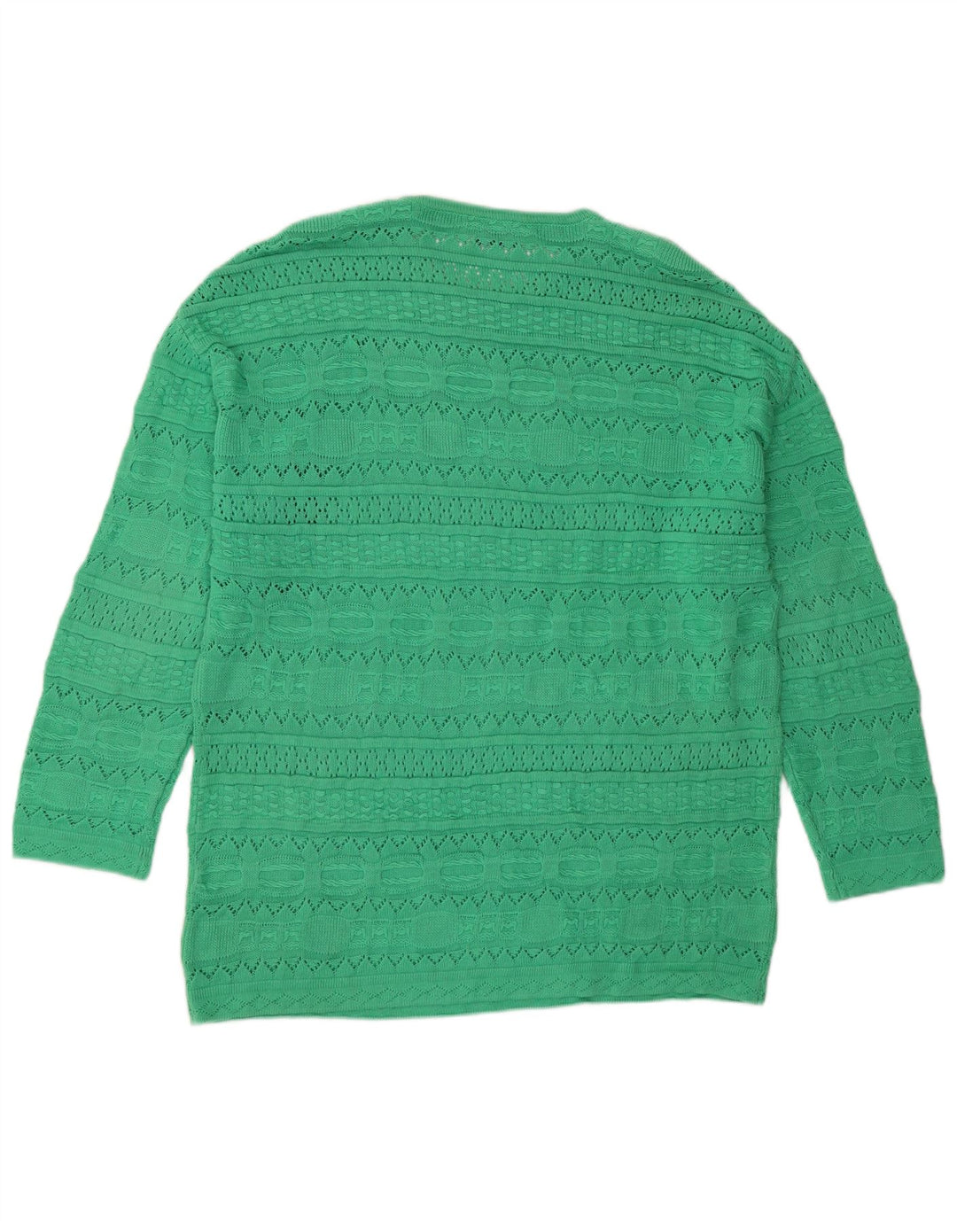 Suéter feminino Benetton Longline com gola redonda Reino Unido 10 pequeno verde