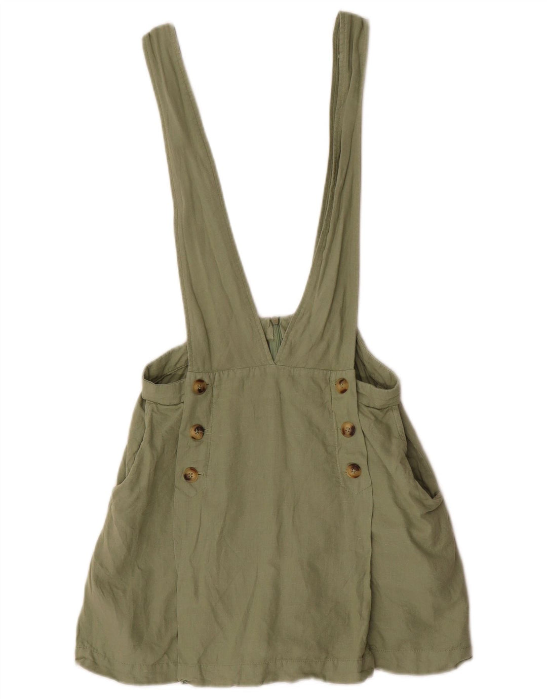 Zara Macacão feminino shorts pequeno W28 linho cáqui