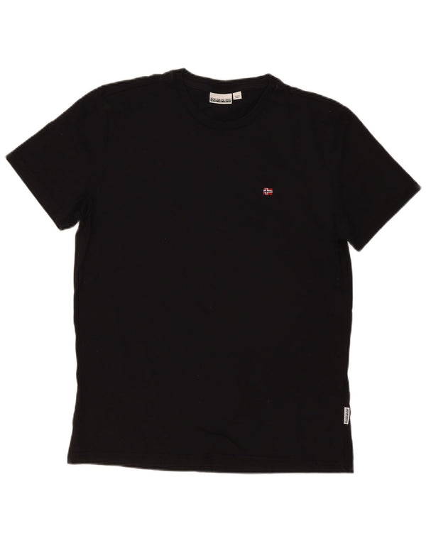 Camiseta masculina Napapijri Top médio algodão preto