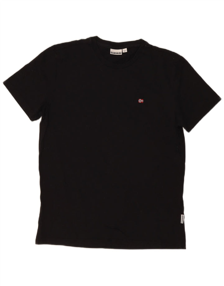 Camiseta masculina Napapijri Top médio algodão preto