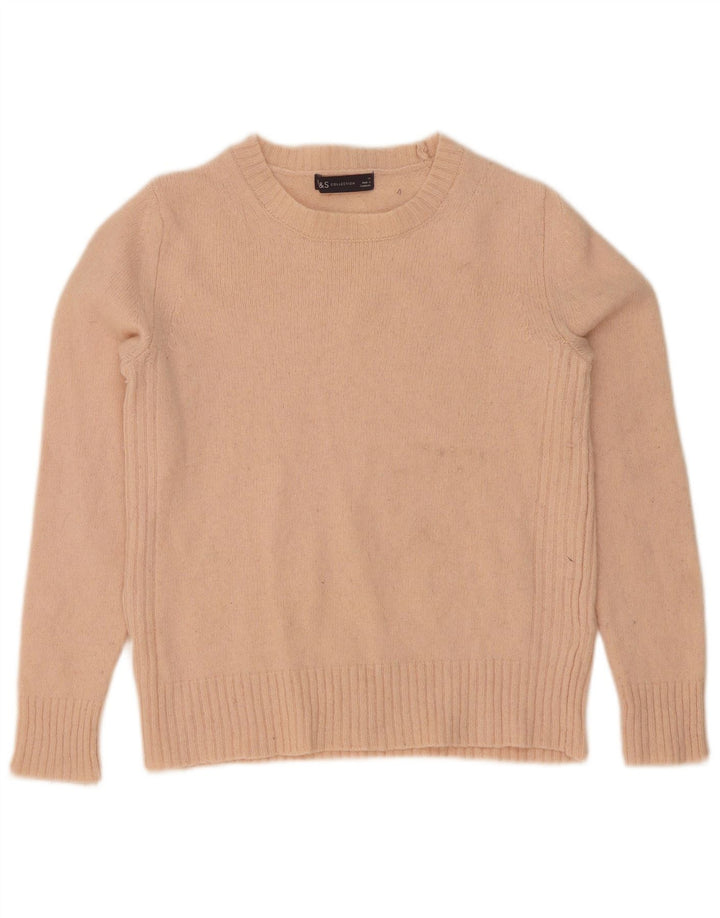 Suéter feminino Marks & Spencer com gola canoa Reino Unido 10 pequeno rosa