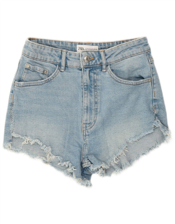 Shorts jeans feminino Zara EU 34 2XS W24 azul algodão