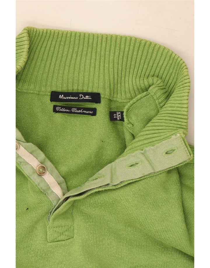 Suéter masculino Massimo Dutti com gola de botão 2XL algodão verde