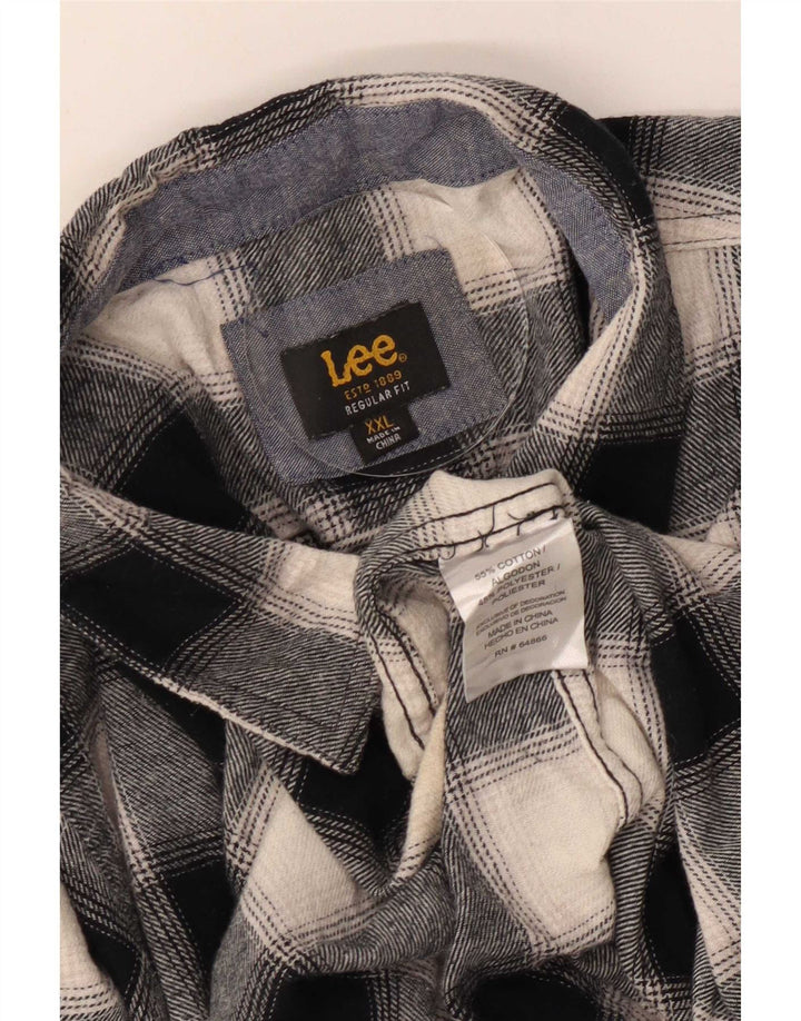 Camisa masculina de flanela Lee Regular Fit 2XL algodão xadrez preto