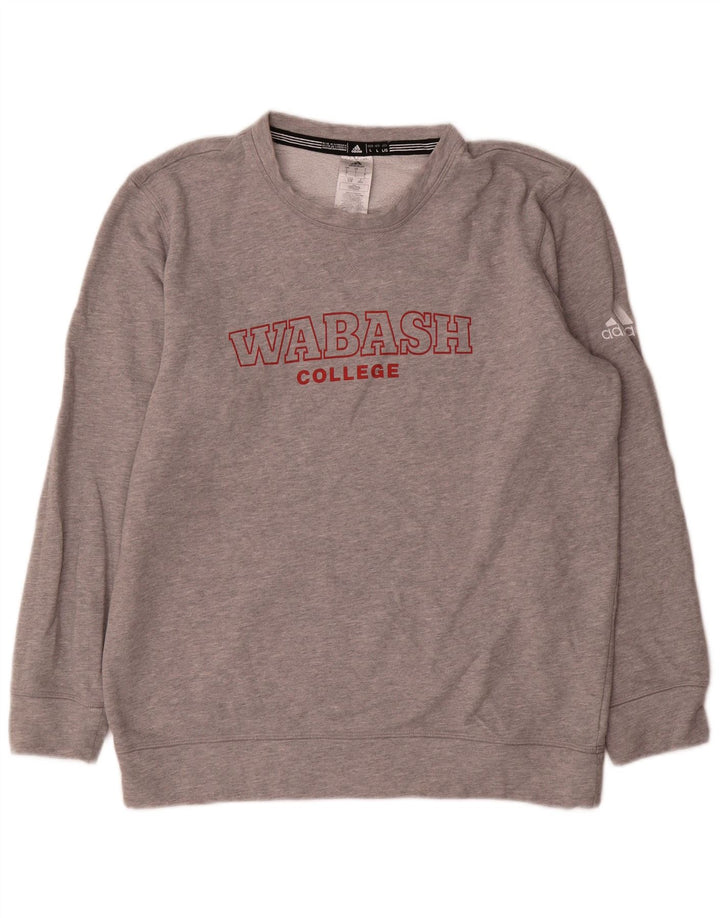 Adidas Mens Graphic Moletom Jumper Grande Algodão Cinza
