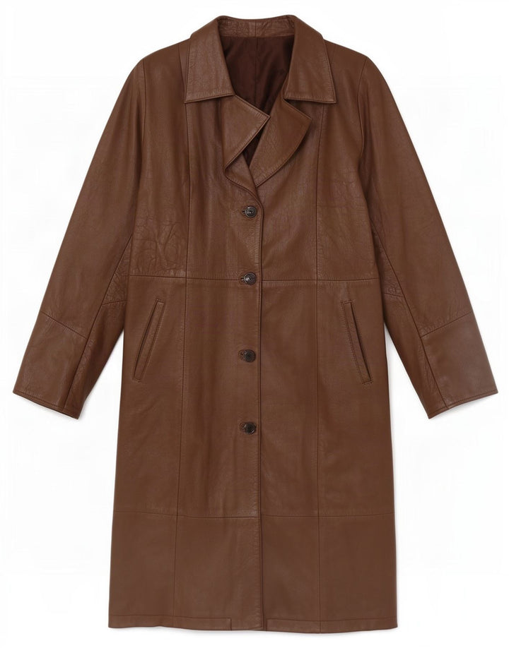 Casaco de couro feminino vintage UK 14 marrom médio