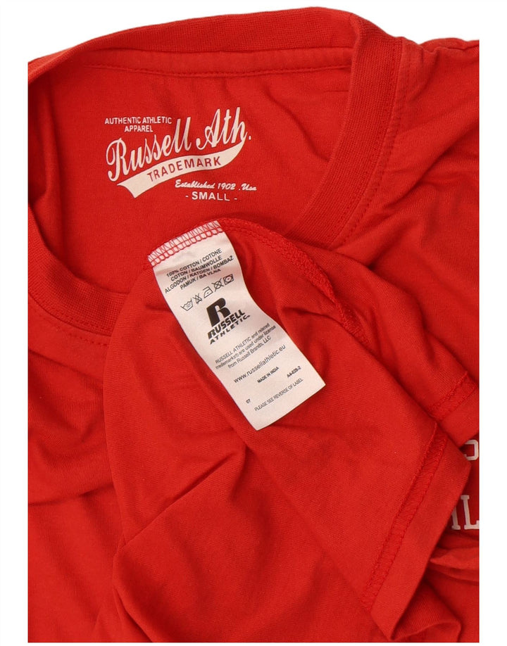 Russell Athletic Camiseta masculina gráfica top pequeno algodão vermelho