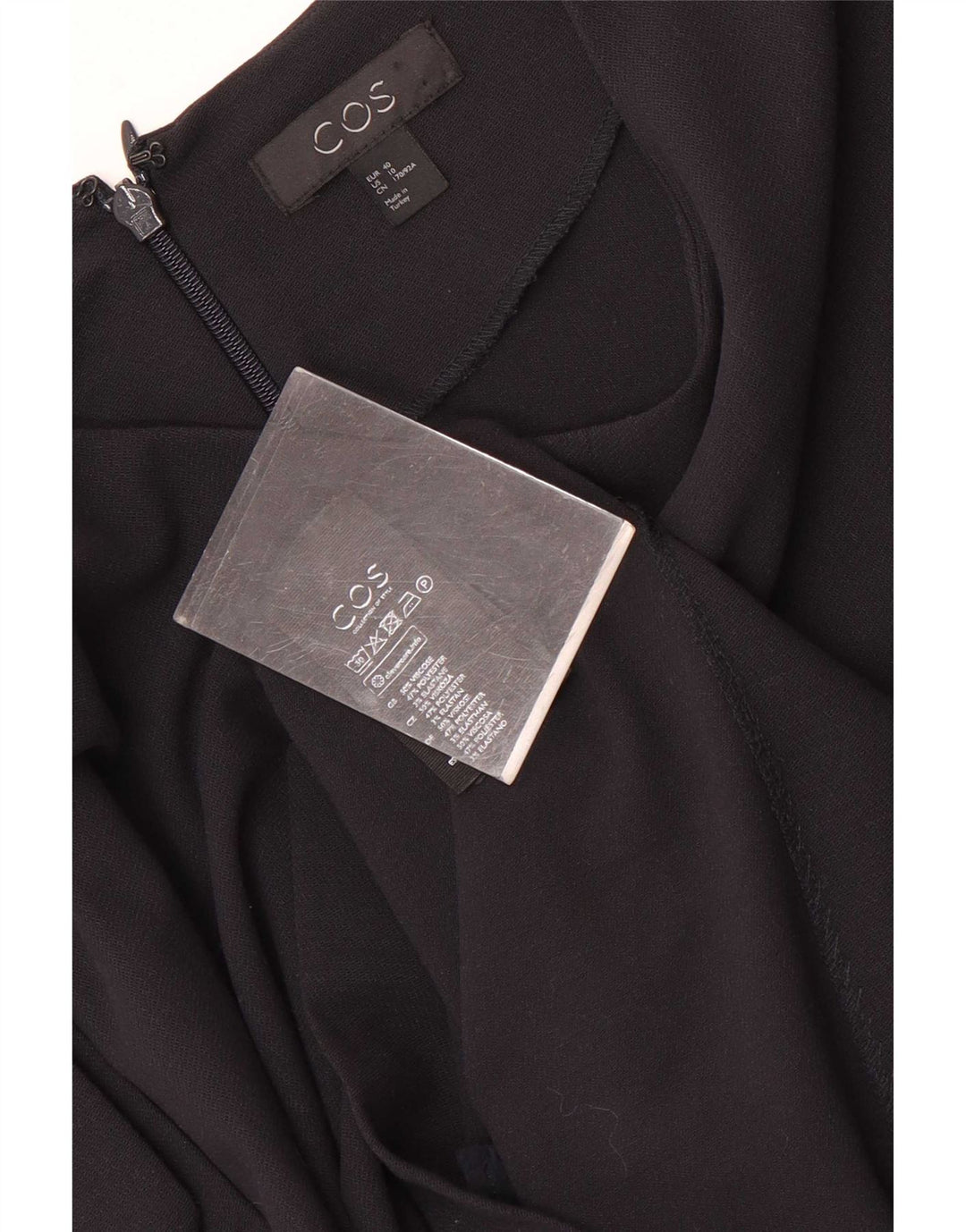 Cos vestido feminino manga 3/4 oversized shift EU 40 médio preto viscose