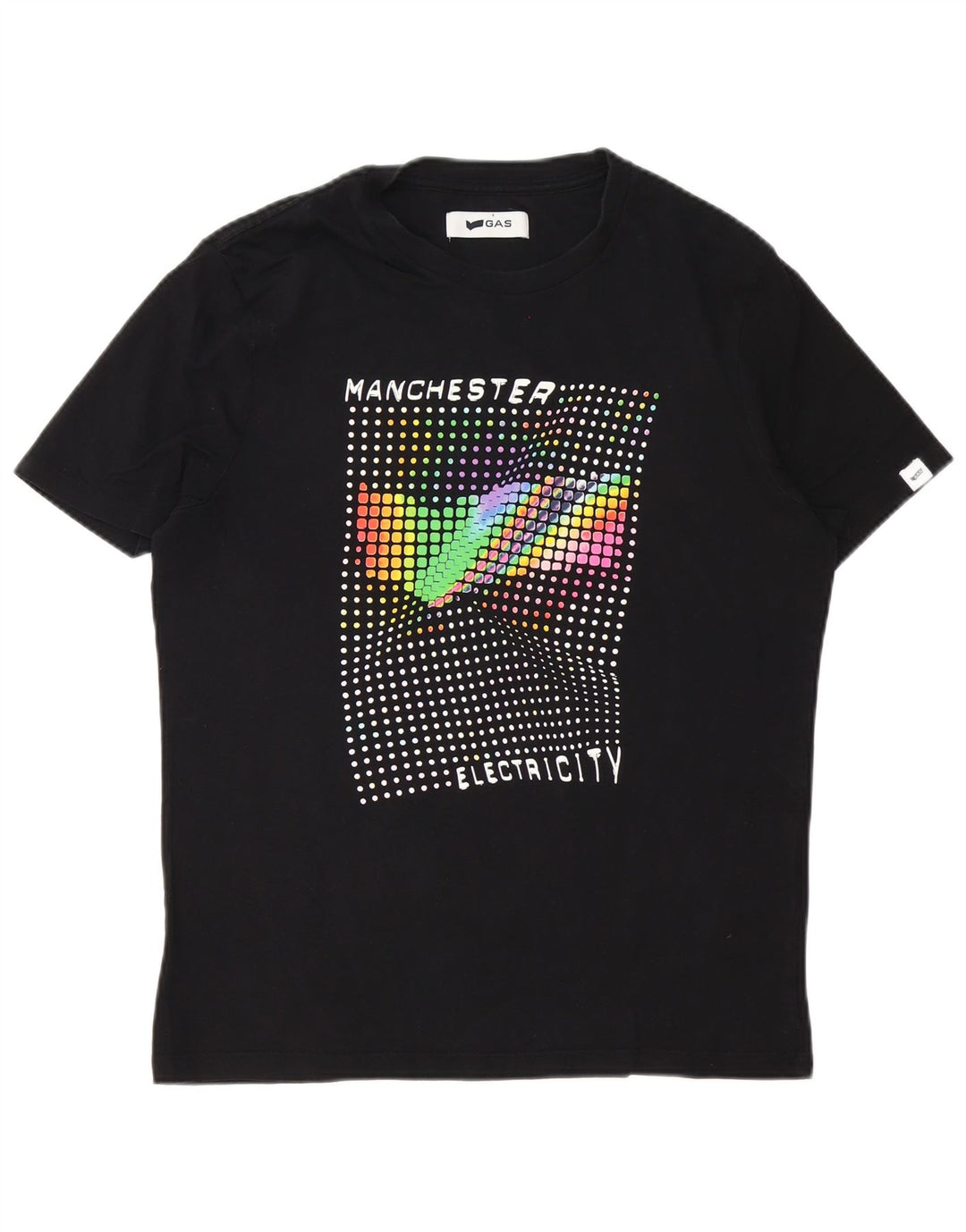 Camiseta gráfica masculina Gas Top grande de algodão preto
