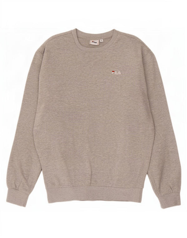 Fila moletom masculino jumper pequeno algodão manchado cinza