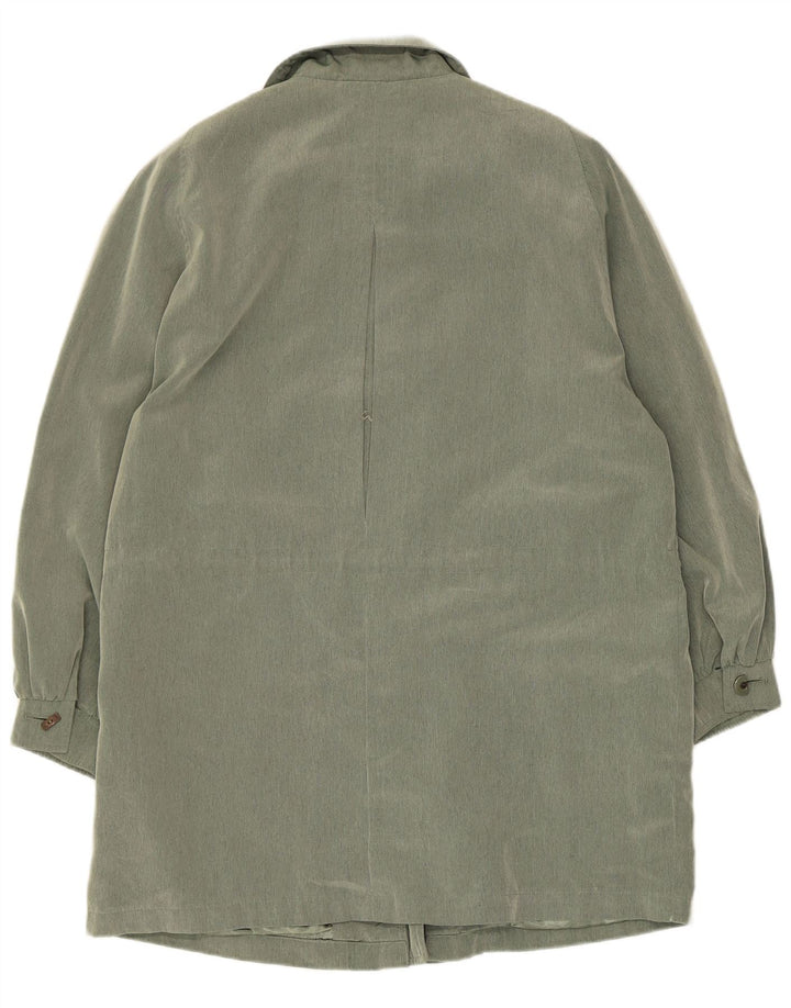 Sobretudo feminino vintage UK 14 grande poliéster verde