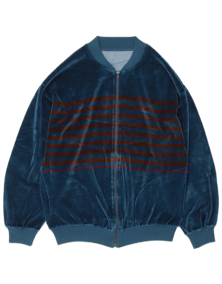 Jaqueta masculina vintage de veludo com capuz médio azul marinho listrado