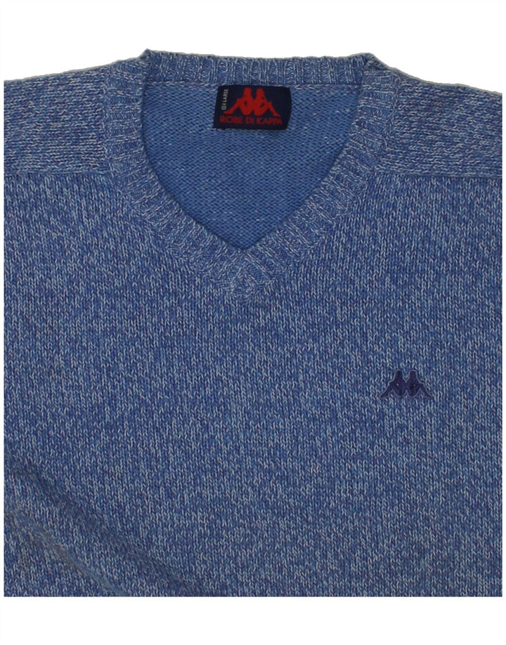 KAPPA Mens V-Neck Jumper Sweater XL Blue Cotton Vintage Kappa and Second-Hand Kappa from Messina Hembry 