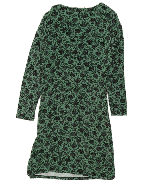 Vestido feminino Joe Browns manga comprida com bainha UK 12 verde médio floral