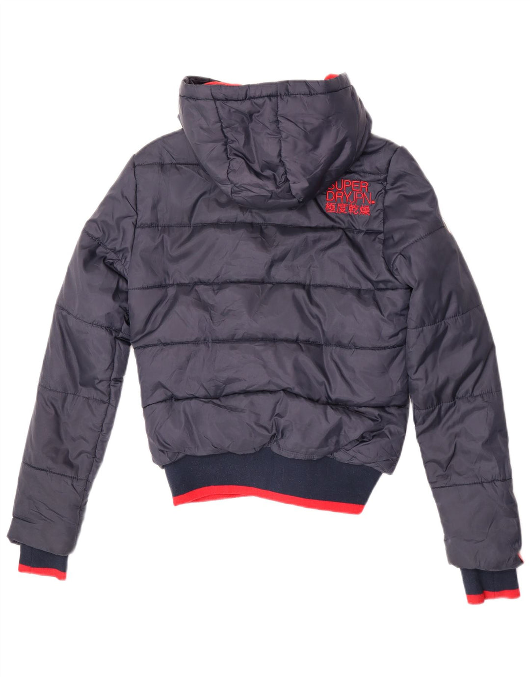 Jaqueta acolchoada masculina Superdry com capuz UK 10 Small Navy Blue Colourblock
