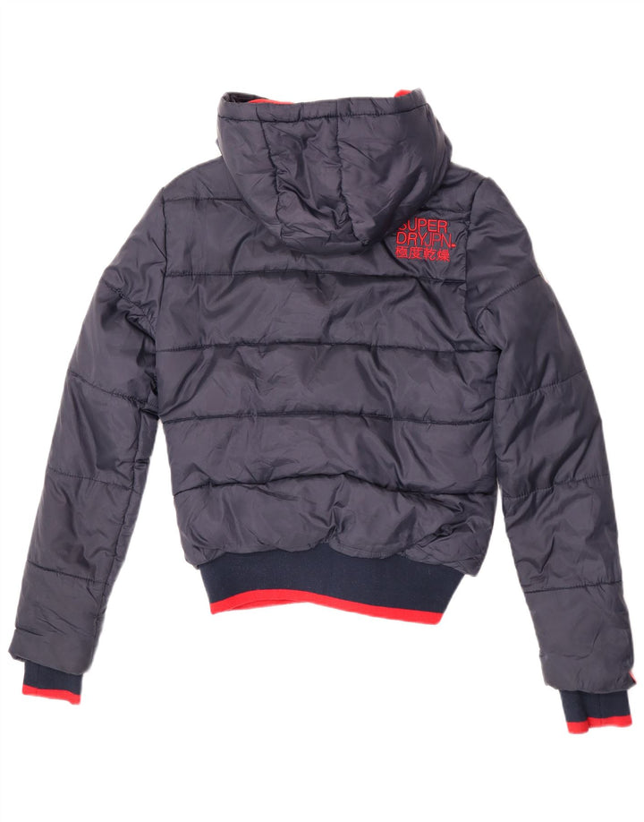 Jaqueta acolchoada masculina Superdry com capuz UK 10 Small Navy Blue Colourblock