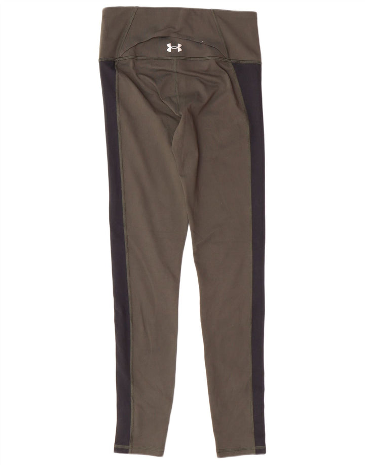 Leggings femininas UNDER ARMOUR UK 10 poliéster colorblock cáqui pequeno