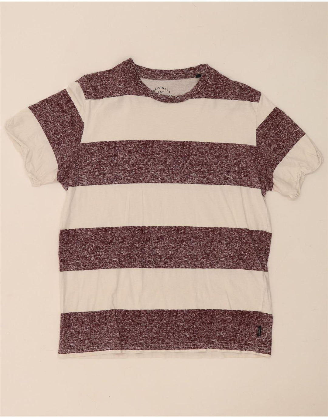 Camiseta masculina Jack & Jones Top médio de algodão listrado branco