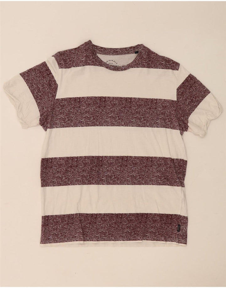 Camiseta masculina Jack & Jones Top médio de algodão listrado branco