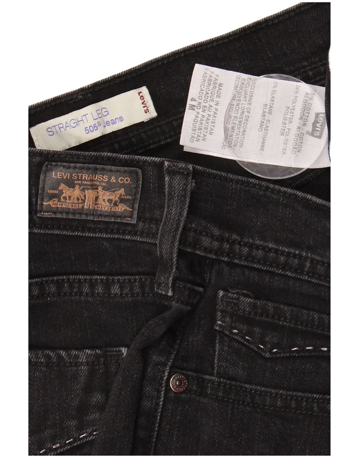 LEVI'S Jeans feminino 505 Straight US 4 pequeno W28 L31 algodão preto