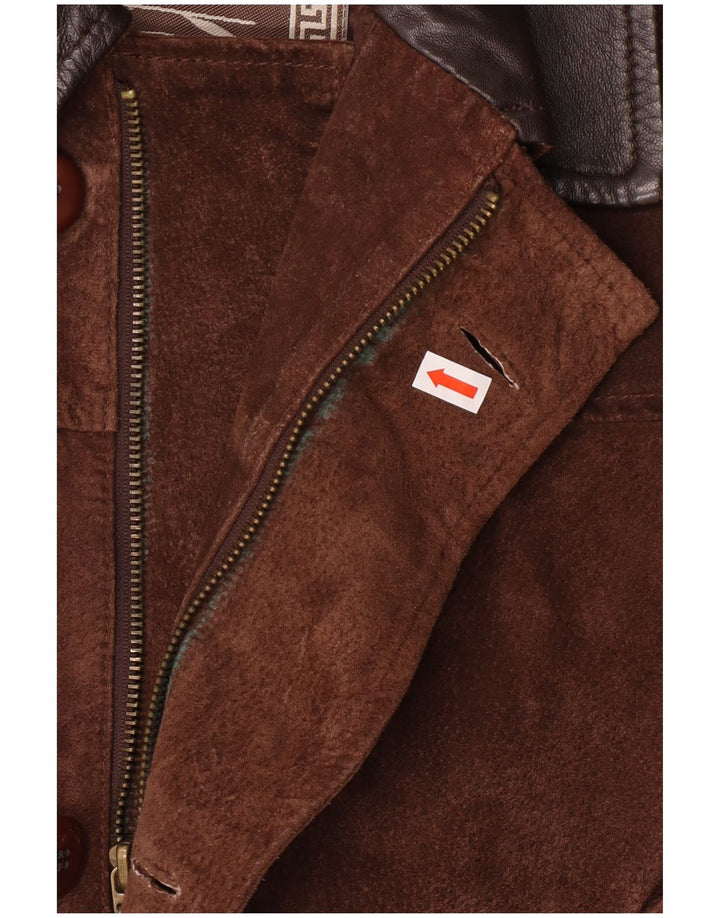 Casaco corta-vento masculino Compagnia em camurça IT 50 grande couro marrom