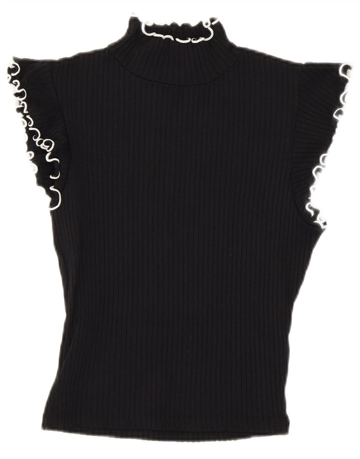 Blusa feminina Zara Top UK 8 pequena poliamida preta