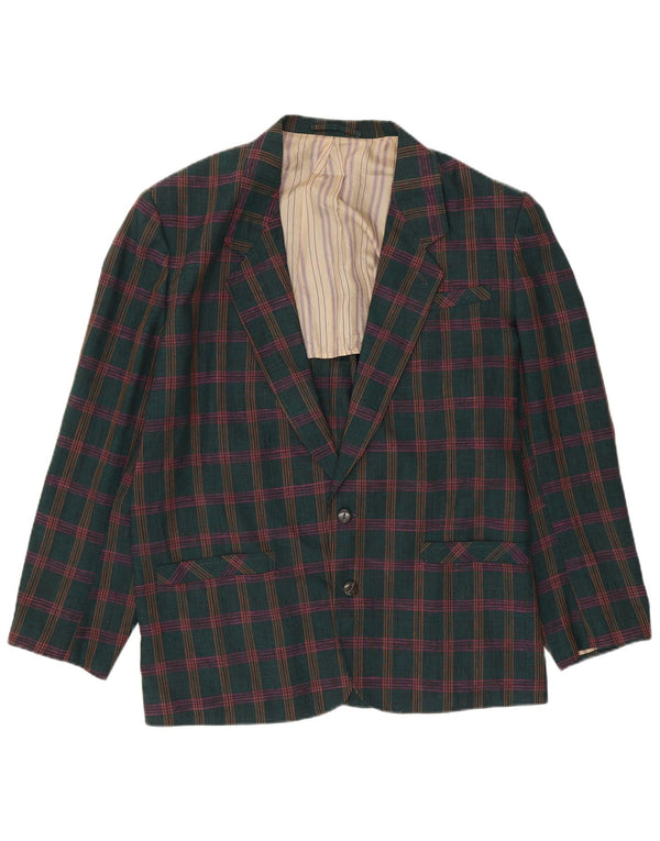 Jaqueta blazer masculina OFFSHORE com 2 botões Reino Unido 38 linho xadrez verde médio
