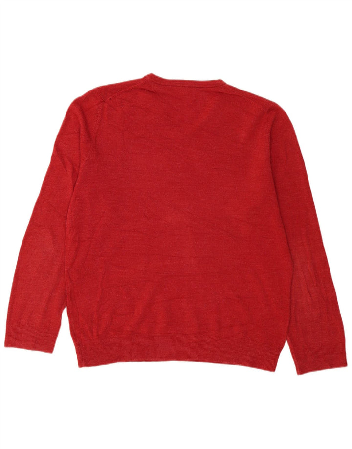 Suéter masculino John Lewis com decote em V XL acrílico vermelho