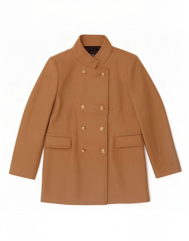 Casaco feminino Zara Pea Coat UK 20 2XL lã bege