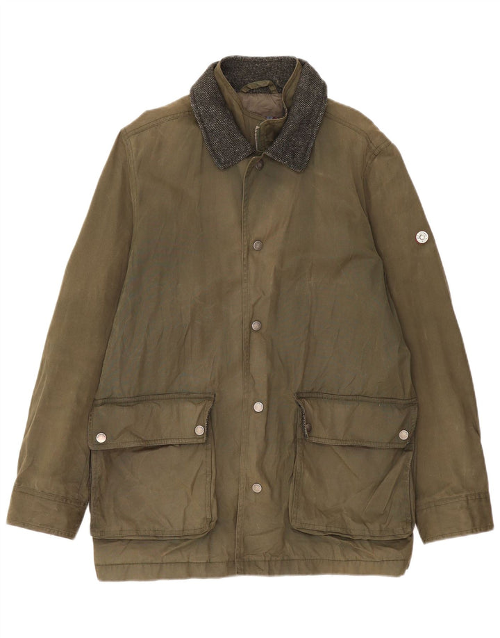 Jaqueta masculina de algodão encerado Ben Sherman Reino Unido 38 algodão cáqui médio