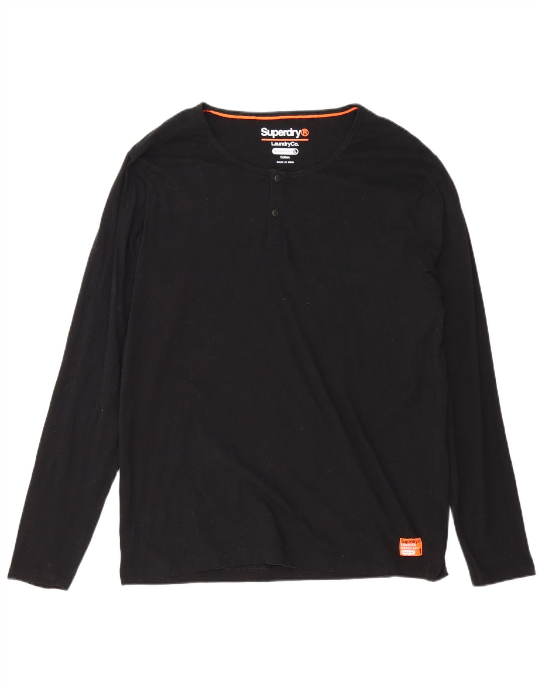 Superdry Mens Regular Fit Top Manga Longa 2XL Algodão Preto