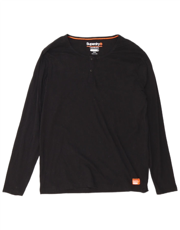 Superdry Mens Regular Fit Top Manga Longa 2XL Algodão Preto