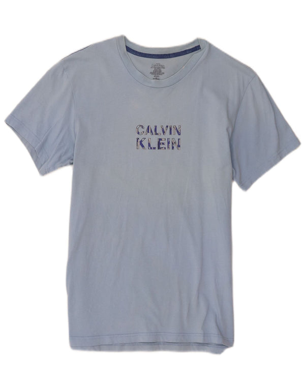 Camiseta masculina Calvin Klein com estampa gráfica azul médio algodão