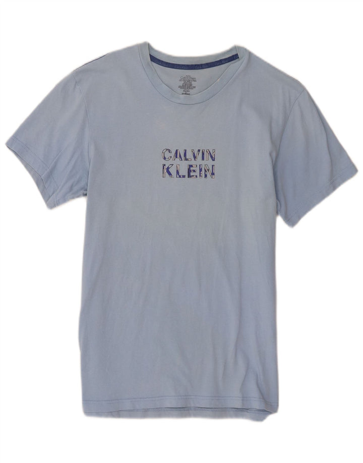 Camiseta masculina Calvin Klein com estampa gráfica azul médio algodão