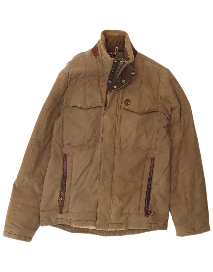 Jaqueta acolchoada masculina TIMBERLAND UK 36 algodão marrom pequeno