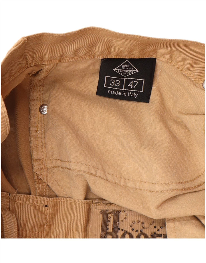 ROY ROGERS Calça masculina reta casual W33 L28 algodão bege