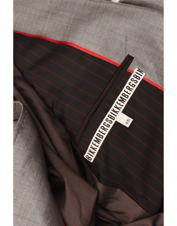 Bikkembergs masculino 1 botão 2 peças terno IT 46 pequeno W34 L36 lã cinza