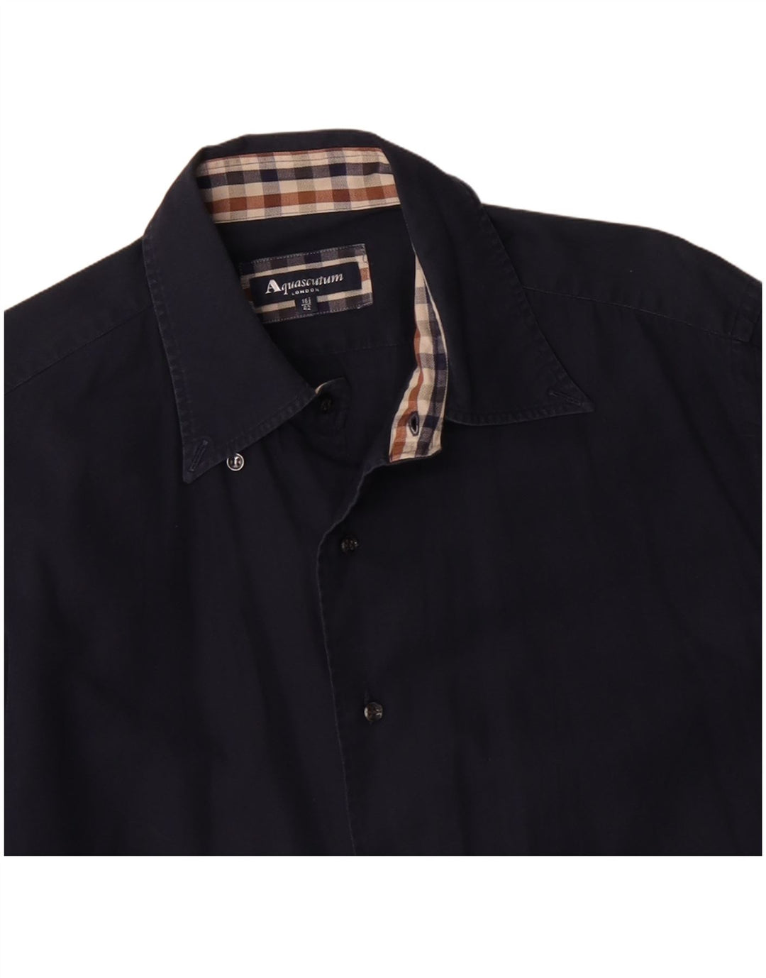 Camisa masculina AQUASCUTUM tamanho 16 1/2 42 grande algodão azul marinho