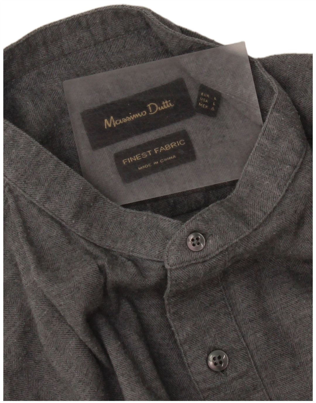 Camisa masculina Massimo Dutti grande espinha de peixe cinza