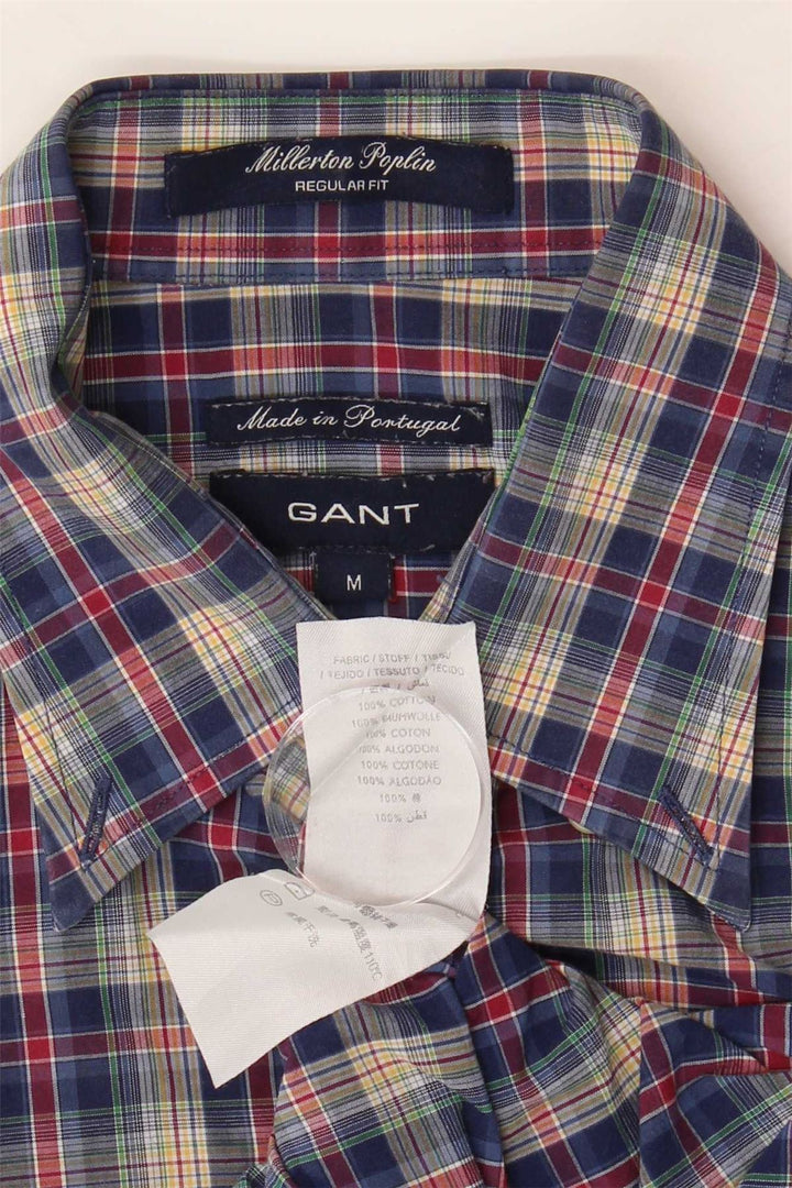 GANT Camisa masculina regular fit algodão xadrez azul médio