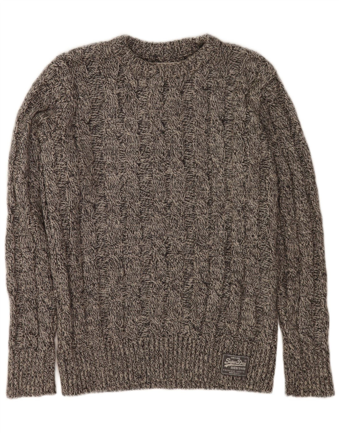 Suéter masculino Superdry com gola redonda e acrílico manchado cinza médio
