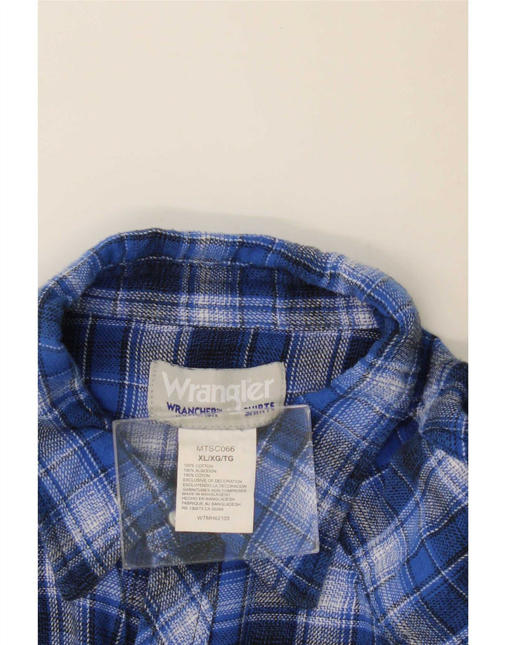 Camisa masculina de flanela Wrangler XL azul xadrez algodão