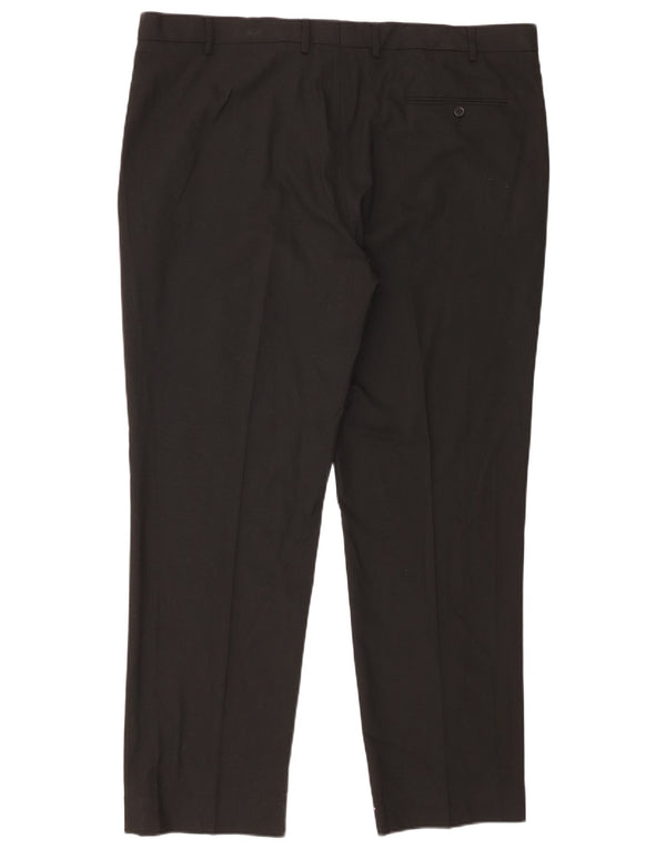 Calça masculina de ajuste regular Marks & Spencer W42 L31 poliéster preto