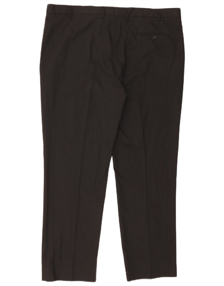Calça masculina de ajuste regular Marks & Spencer W42 L31 poliéster preto