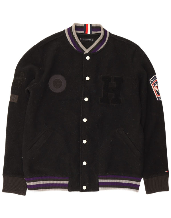 Jaqueta masculina Tommy Hilfiger Graphic Fleece Varsity Reino Unido 42 XL poliéster preto